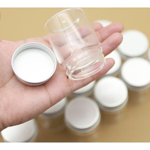 6 Pieces 47*60mm 60ml Glass Jars Test Tube Candy Glass Bottle vial Silver Screw Cap Storage Container Transparent empty bottles