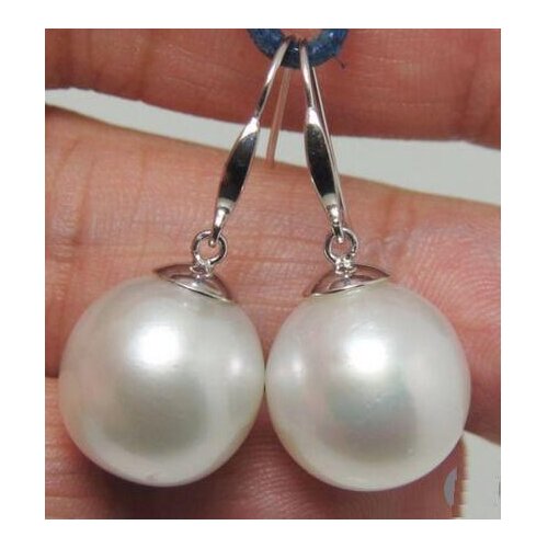 Free Shippng Huge Perfect round AAA 12mm white South Sea Pearl Earrings