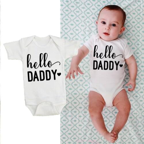 Newborn Baby Girls Boys Clothes Short Sleeve Bodysuits Hello Daddy Print Cute Summer Jumpsuit Outfits Boys Baby Clothes