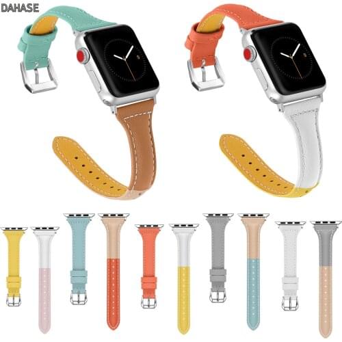 Colorful Slim Genuine Leather Strap For Apple Watch 4 Band 40mm 44mm iWatch Sport Wristband For Apple Watch 42mm 38mm Watchbands