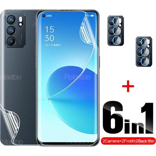 6 in 1 Hydrogel Protector Film For Oppo Reno6 5G Reno 6 Transparent Phone Protective Safety Screen Full Cover Film Camera Glass