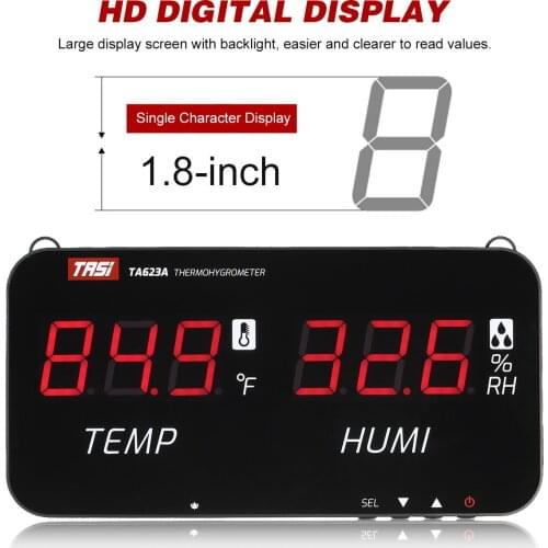 TASI Intelligent Temperature Humidity Meter with LED Digital Screen Wall-mounted Digital Thermometer Hygrometer