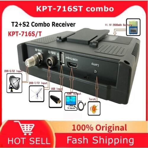 Kpt-716ST 7inch Portable widescreen DVB S2 & T2 combo Satellite finder Test & Monitor