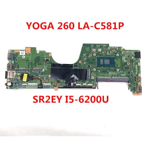 For Thinkpad yoga 260 Laptop motherboard AIZS1 LA-C581P With SR2EY I5-6200U CPU DDR4 Intel H97 100% full Testd