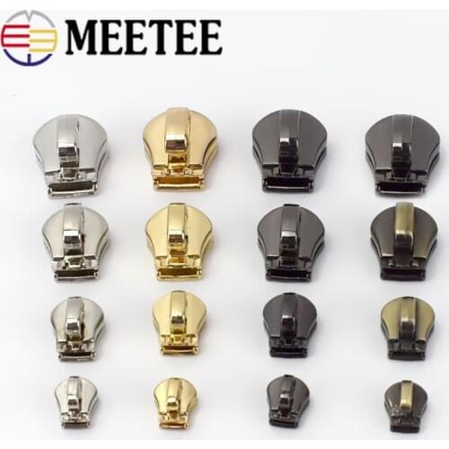50pcs Meetee 3# 5# 8# 10# Metal Zipper Head Pull Slider Zip Lock Bag Luggage Garment DIY Repair Kit Hardware Accessories AP604