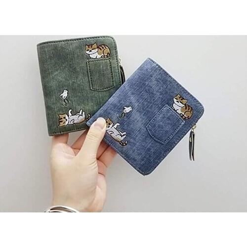 2020 Fashion Women Cute Cat Wallet Small Zipper Girl Designed Pu Leather Coin Purse Female Card Holder Wallet