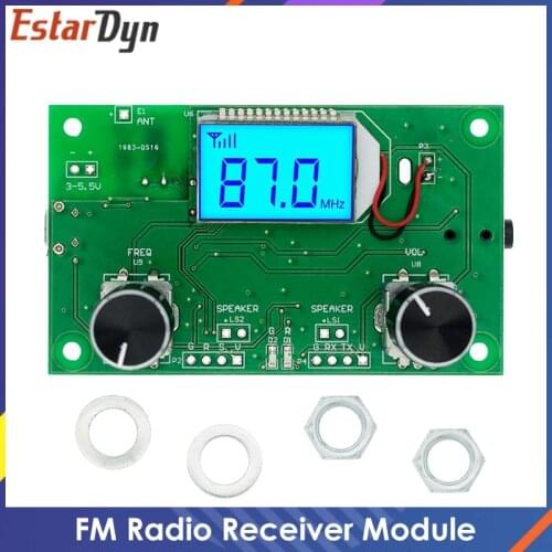 FM Radio Receiver Module Frequency Modulation Stereo Receiving PCB Circuit Board With Silencing LCD Display 3-5V LCD Module