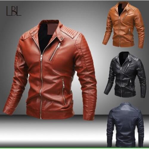Vintage Men Faux Leather Jacket Motorcycle 2021 Male Fashion New Biker PU Jackets Autumn Winter Casual Biker Zipper Coats 3XL