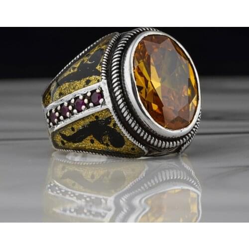 Ring for Men Jewelry Citrine Stone Jewelry Fashion Vintage 925 sterling silver rings All Sizes Are Available, Super Deals