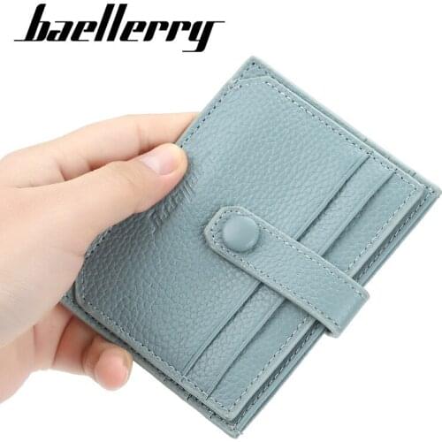 Baellerry Men Genuine Leather Coin Purses Card Holder Buckle Driver License Clips Male Female Cowhide Card Case tarjetero hombre