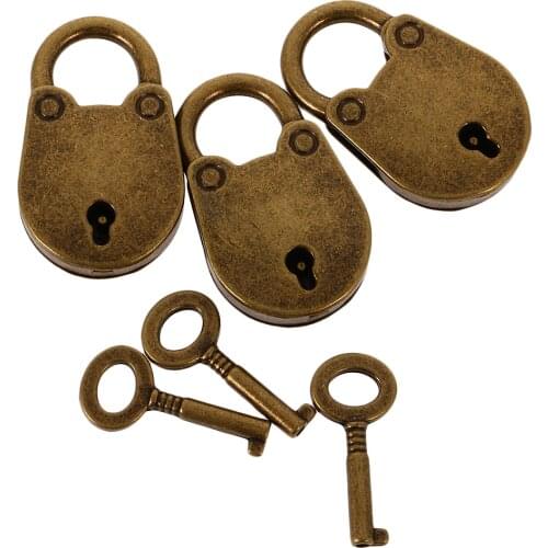 Set of 3 Pcs Vintage Pig LOCK PADLOCK LOCKER SCHOOL TRAVEL SUITCASE Bronze
