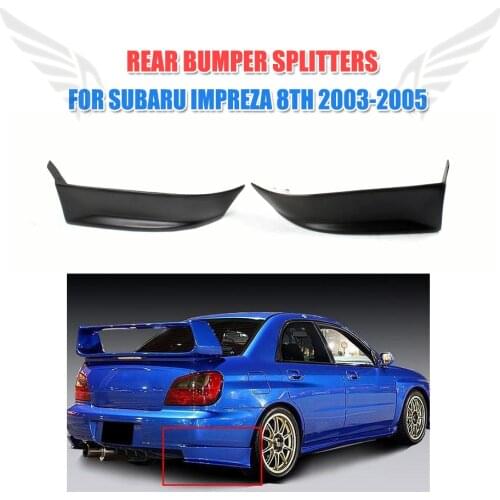 PU Unpainted Black Primer Auto Car Rear Splitters Bumper Lip Apron Flaps Cupwings For Subaru Impreza 8th 2003-2005