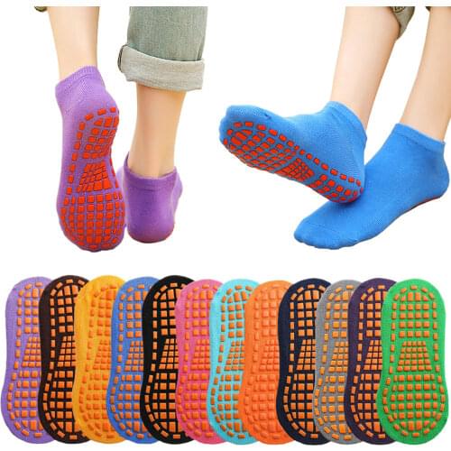 5 Pairs Pack Trampoline Socks For Adult & Child Home Sport Socks Cotton Anti-Slip Breathable Floor Socks Yoga Socks Foot Massage