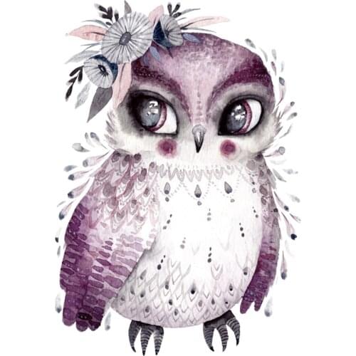 NEW Beautiful Owls Stickers Diy Applique For Girls Clothes Easy To Use Washable A-Level Heat Transfer Vinyl Patches Iron On Patc