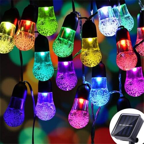 New Solar Lamp 20/30/50leds Solar Crystal Ball Globe String Lights Bubble Globe Garlands For Christmas Party Outdoor Decoration