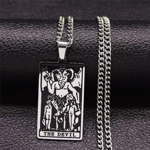 Satan Necklace Stainless Steel Silver Color Necklaces & Pendants Men Jewelry Gift cadena hombre N1885S03