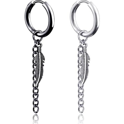 Punk Triangular Cone Ball Pendant Drop Earrings For Men Classic Stainless Steel Chain Tassels Earrings Jewelry Brincos Gift