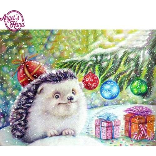 Full square diamond 5D DIY diamond embroidery Christmas hedgehog diamond painting Cross Stitch Rhinestone mosaic decoration CX