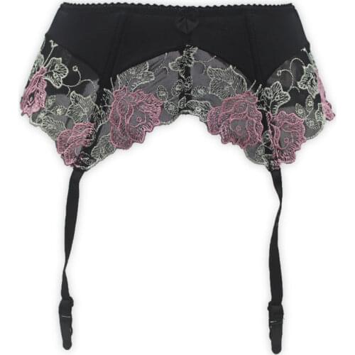 New Fashion Plus Size Womens Embroidery Floral Blow Metal Buckle Female Sexy Garter Belts For Stocking,Vintage Suspender Belts