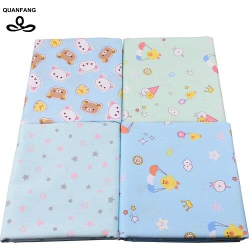 QUANFANG Printed Twill Cotton Fabric For DIY Patchwork Quilting Sewing Tissue Of Baby Children/Sheet,Curtain Material Half meter