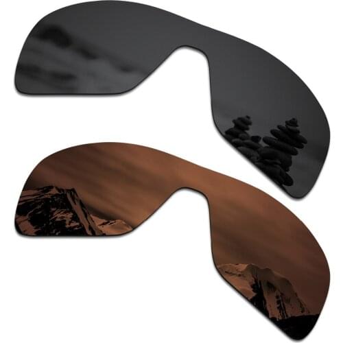 SmartVLT 2 Pieces Polarized Sunglasses Replacement Lenses for Oakley Turbine Rotor Stealth Black and Amber Brown