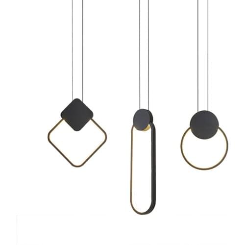 Modern LED Pendant Lights White Black Square Round Dimmable Lamp Nordic Ceiling Hanging Lamp with Long Lines for Bedside Decor