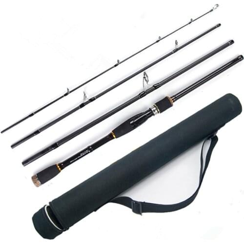 Spinning Casting Carbon Fishing Rod 1.8-3.0M Light 4 Sections Travel Rods With Portable Pole Tube Bait Weight 7-25g