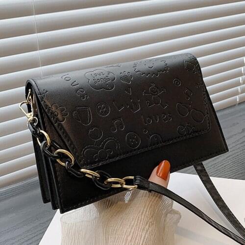 Cartoon Printing PU Leather Shoulder Crossbody Bags For Women 2021 Womens Designer Solid Color Flap Handbag Female Travel Bag