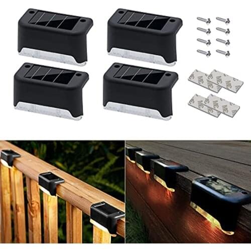 Syezyo Outdoor Solar Lights, Solar Garden Lights, Waterproof Outdoor Lights - for Fence Step Stair Patio Yard Pathway