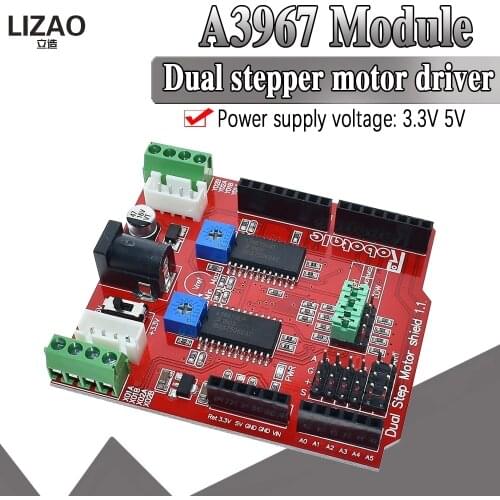 WAVGAT A3967 Dual Stepper Motor Driver Shield Module two-channel IO PWM CNC 3.3V 5V