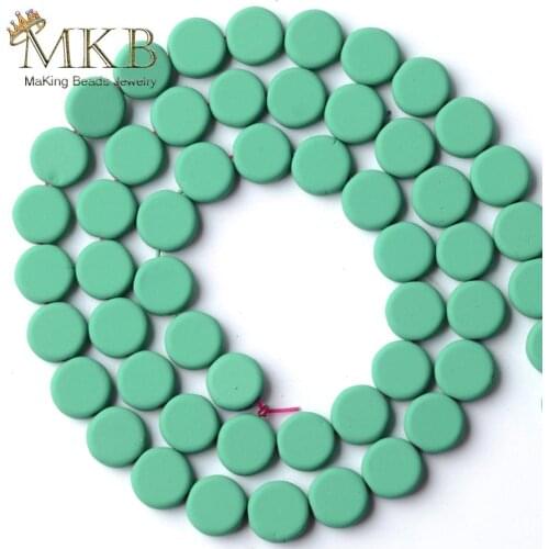 Green Hematite Stone Natural Stone Rubber Matte Round Cake Shape Beads Space Loose Beads For Jewelry Making 8mm Diy Bracelet 15"
