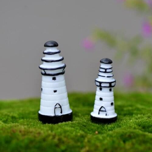 ZOCDOU 2 Piece White Tower Lighthouse Buddhist Pagoda Building Small Statue Little Figurine Crafts Ornament Miniatures DIY Decor