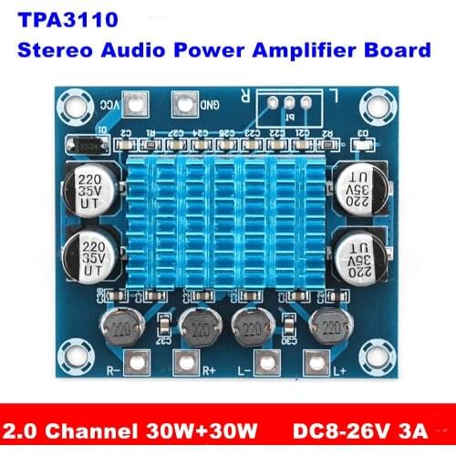 1Pc TPA3110 XH-A232 High Definition igital Stereo Audio Power Amplifier Board DC8-26V 3A 2.0Channel 30W+30W Amplify Panel