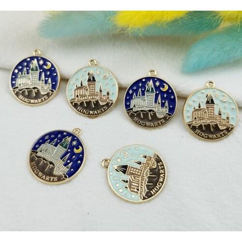 10pcs enamel castle charm day and night jewelry accessories earring pendant bracelet necklace charms zinc alloy 25x27mm