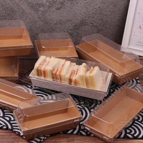 10pcs Rectangular Paper Box Packaging Sandwich Wrapping Boxes Cake Bread Snack Bakery Packing gift bags