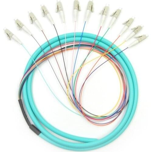 12 Strand 50/125 OM3 Fiber Optic Pigtails 3m LC/UPC Multimode