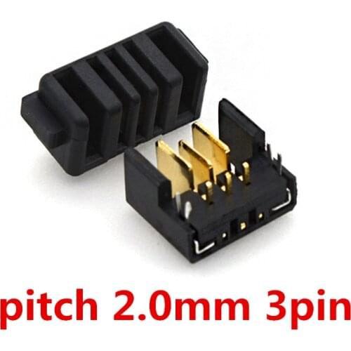 2pcs 3PIN laptop battery connector Holder Clip contact pitch 2.0mm 180 degree bend foot male and female plug