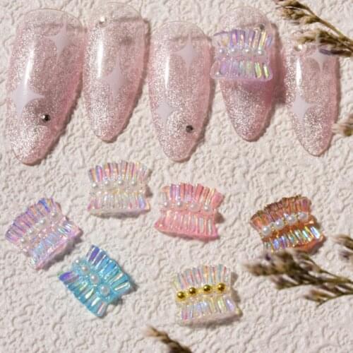 3Pcs/Bag Christmas Sticker Acrylic Nails Decoration Manicure Tool DIY Decorative Resin Pearl Nail Art Decal for Beauty Salon