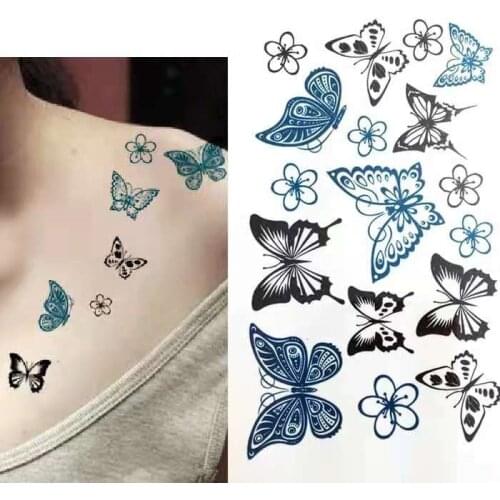 30Pcs/Set No Repeat Temporary Tattoo Stickers Waterproof Arm Clavicle Body Art Sticker Disposable butterfly tatouage temporaire