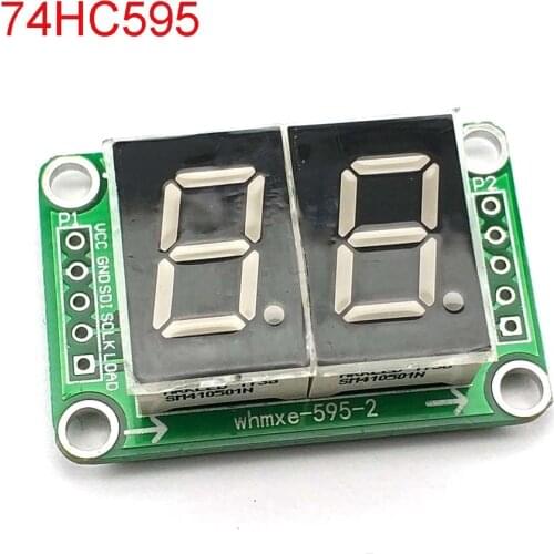 74HC595 Static Driving 2 Segment Digital Display Module Seamless Can Series 0.5-inch 2-bright Red