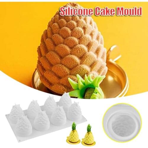 8 Cells Pine Cone Shape Cake Moulds Silicone Mold Mousse Ice Cream Chocolate Dessert Bakeware Pastrys GQ