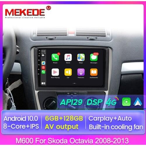6+128 Android 10.0 DVD 2Din Car Radio Multimedia Video Player Navigation GPS For SKODA Octavia 2 2008-2013 A5 Carplay AUTO DSP