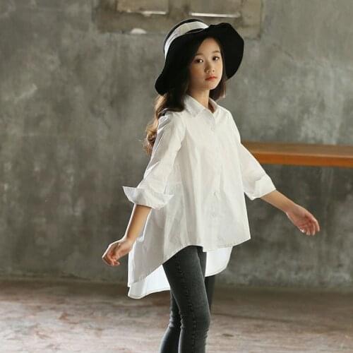 2020 Spring Blouses Teen Girl Shirt Long-Sleeve White Yellow Autumn Kids Childrens Shirts Girls Blouse
