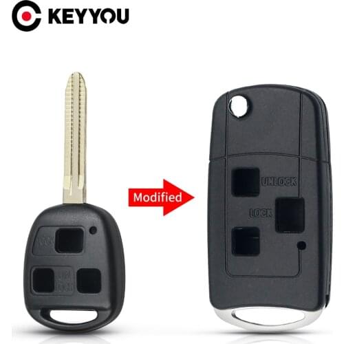 KEYYOU For Toyota Yaris Carina Corolla Avensis PRADO YARIS Tarago Cruiser Land TOY43 Fob Case Flip Remote Key Shell 2 Buttons