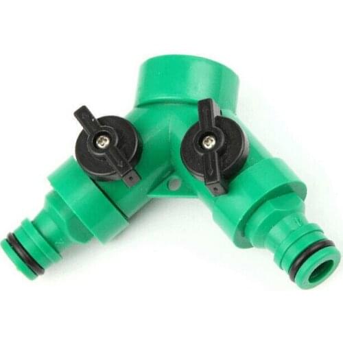 Quick connector of irrigation, the 3-way ball valve, pipe Quick, Quick Couping adaptor Two Ways - hose adaptor Green Color