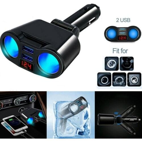 DC 12V Car Cigarette Lighter Socket 2 Way Dual USB Adapter Charger Plug Socket Splitter For Car Suv Off-Road Vehicle And Minivan