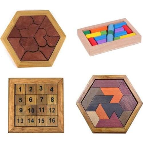 Wooden Board Puzzle Kids Educational Math Tangram Puzzles Game Toys for Adults Children