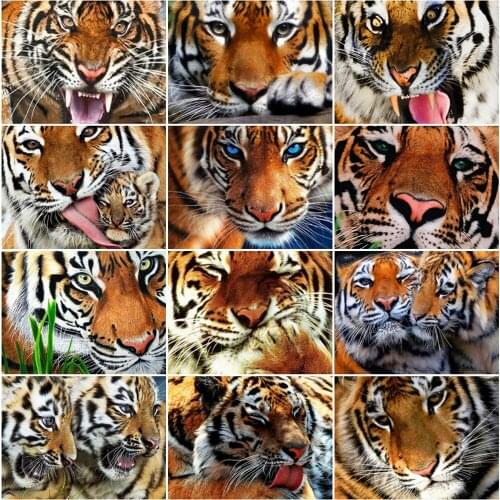 Evershine Diamond Embroidery Tiger Animals Diamond Painting Cross Stitch Full Square Round Rhinestone Mosaic Sale Handicrafts