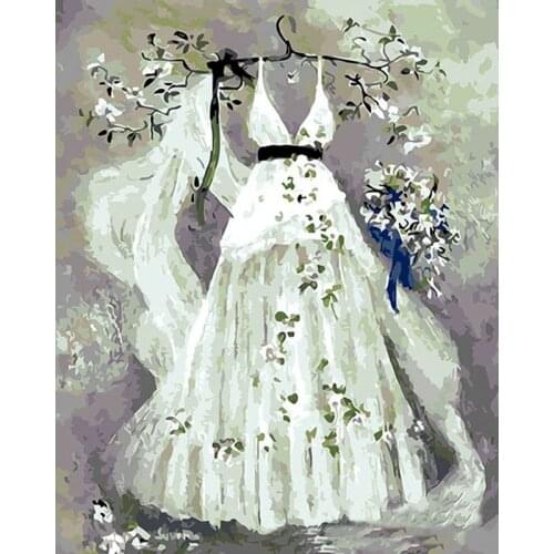 GATYZTORY Beautiful wedding dress DIY Painting By Number Modern Acrylic Paint On Canvas Painting Unique Gift For Home Decor Art