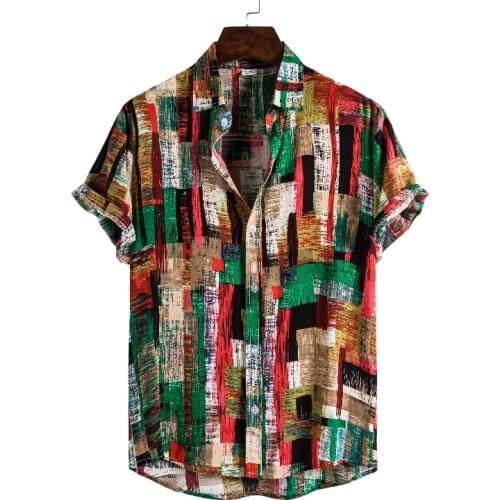 Summer Men Beach Shirt Print Short Sleeve Button Leisure Hawaiian Shirts Men Streetwear